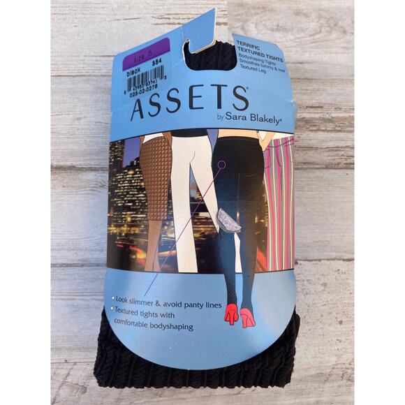 Assets by Sara Blakely Terrific Textured Black Tights SZ 5 A100288 - Picture 1 of 5